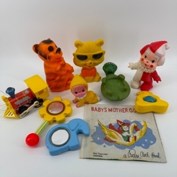 Other - Vintage Baby Toy Lot‎ Rubber Squeaky Fisher Price Avon Cloth Book